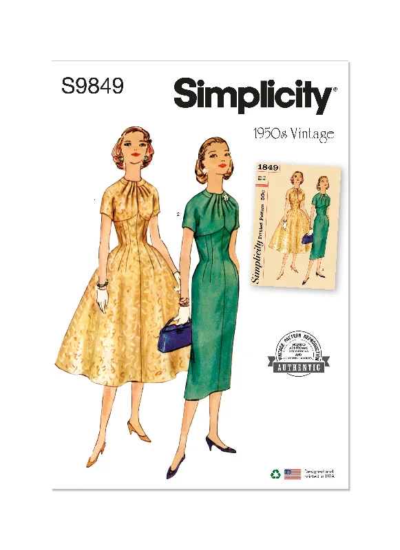 Simplicity Sewing Pattern 9849 Misses' Dress with Skirt Variations