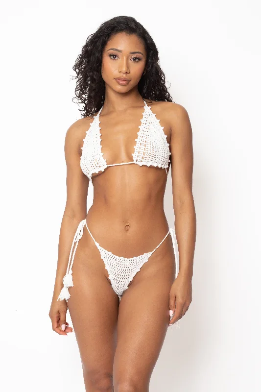 Bali Crochet Bikini Top - White Crochet bikini set, Boho, Sexy, Trendy