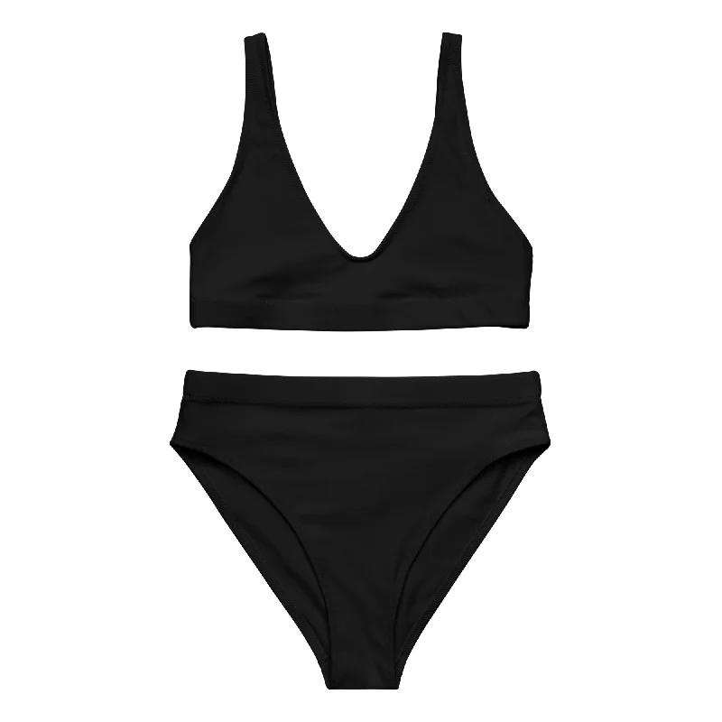 Black Two Piece High Waisted Bikini from Extremely Stoked Tied bikini top, Adjustable, Comfortable, Trendy Black Two Piece High Waisted Bikini from Extremely Stoked Tied bikini top, Adjustable, Comfortable, Trendy