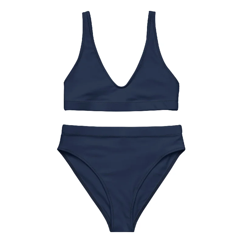 Classic Navy Blue Two Piece High Waisted Bikini from Extremely Stoked Triangle top bikini set, Comfortable, Sexy, Trendy Classic Navy Blue Two Piece High Waisted Bikini from Extremely Stoked Triangle top bikini set, Comfortable, Sexy, Trendy