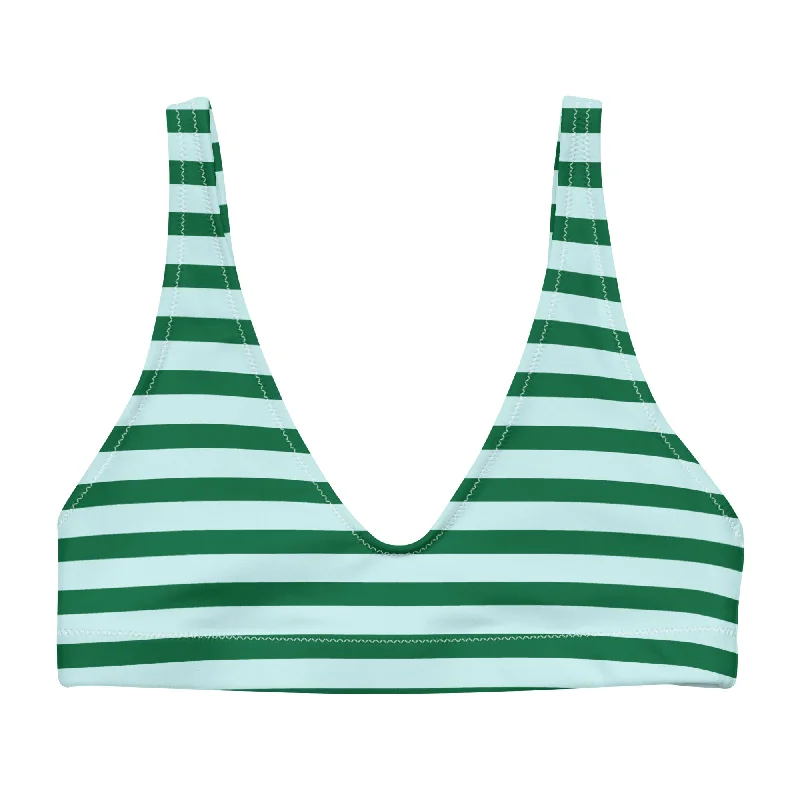 Green and Light Cyan Beach Stripes Halter Bikini Top Mesh bikini top, Sexy, Trendy, Comfortable Green and Light Cyan Beach Stripes Halter Bikini Top Mesh bikini top, Sexy, Trendy, Comfortable