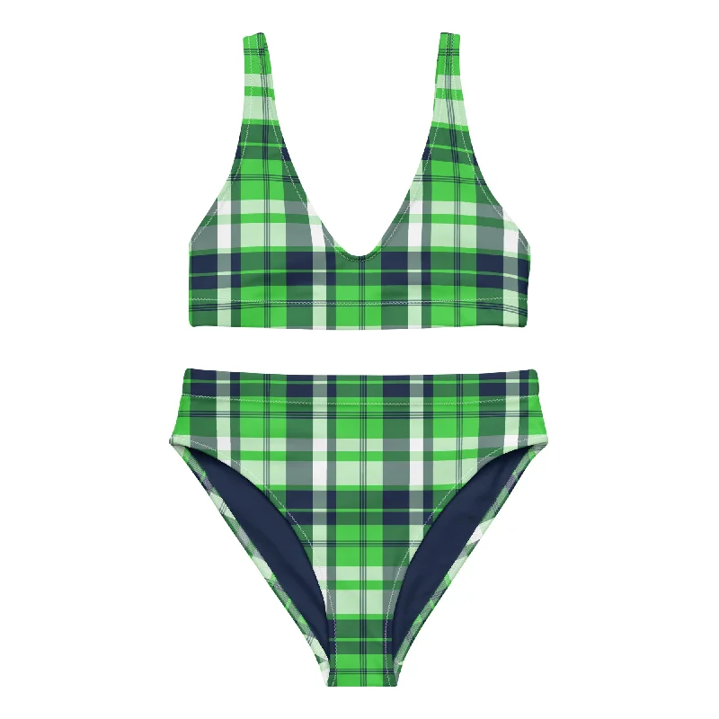 Lime Green and Navy Blue Preppy Surfer Girl Plaid High Waisted Bikini Animal print bikini, Bold, Sexy, Fashionable Lime Green and Navy Blue Preppy Surfer Girl Plaid High Waisted Bikini Animal print bikini, Bold, Sexy, Fashionable