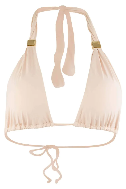 Nina Halter Bikini Top with Pads - Camel Shiny bikini, Metallic fabric, Sexy, Beachwear Nina Halter Bikini Top with Pads - Camel Shiny bikini, Metallic fabric, Sexy, Beachwear