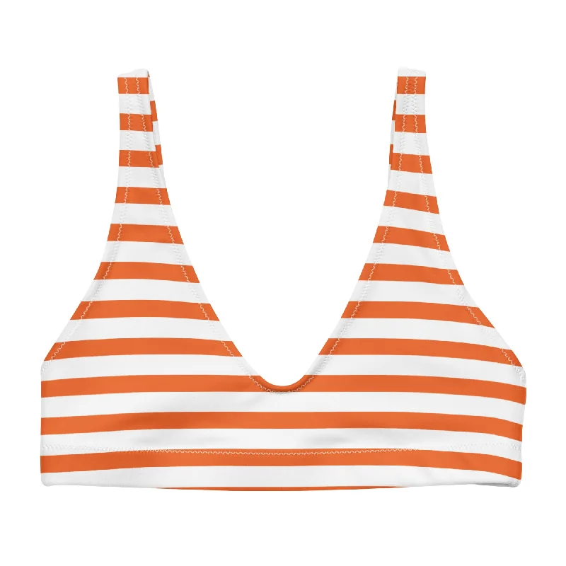 Orange and White Beach Stripes Halter Bikini Top Lace-up bikini top, Trendy, Sexy, Comfortable Orange and White Beach Stripes Halter Bikini Top Lace-up bikini top, Trendy, Sexy, Comfortable