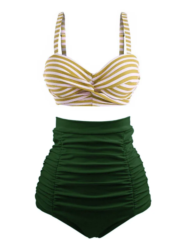 1940s Striped Colorblock Vintage Bikini Set Scoop neck bikini, Comfortable, Sexy, Trendy 1940s Striped Colorblock Vintage Bikini Set Scoop neck bikini, Comfortable, Sexy, Trendy