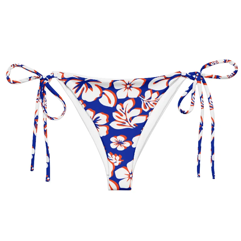 Royal Blue, Orange and White Hawaiian Flowers String Bikini Bottoms Strappy back bikini, Sexy, Comfortable, Trendy Royal Blue, Orange and White Hawaiian Flowers String Bikini Bottoms Strappy back bikini, Sexy, Comfortable, Trendy