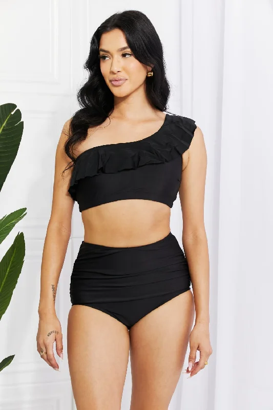 Seaside Romance Ruffle One-Shoulder Bikini Lace-up back bikini, Sexy, Trendy, Comfortable Seaside Romance Ruffle One-Shoulder Bikini Lace-up back bikini, Sexy, Trendy, Comfortable