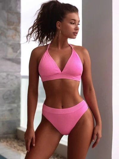 Tied Halter Neck Bikini Set Off-shoulder bikini, Sexy, Stylish, Comfortable