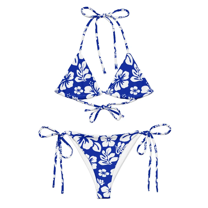 White Hawaiian Flowers on Royal Blue String Bikini Printed bikini, Fun designs, Trendy, Stylish White Hawaiian Flowers on Royal Blue String Bikini Printed bikini, Fun designs, Trendy, Stylish