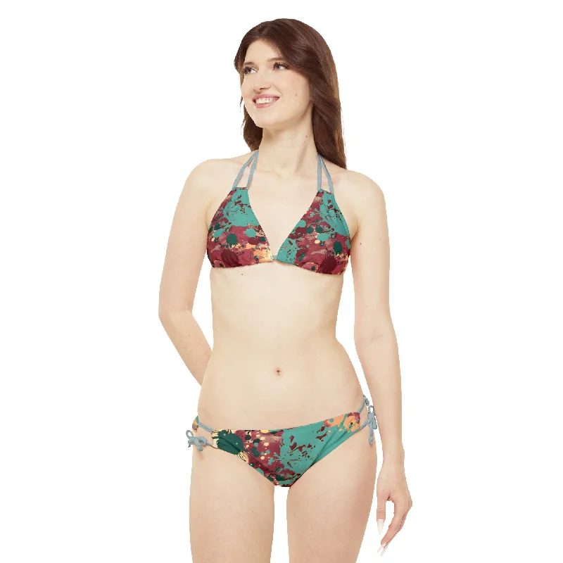 Women's Peacock Splash Strappy Bikini Sporty bikini bottom, Active, Comfortable, Trendy Women's Peacock Splash Strappy Bikini Sporty bikini bottom, Active, Comfortable, Trendy