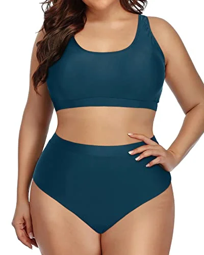 Comfortable High Quality Plus Size Bikini Set High Waisted Bottoms-Teal Triangle bikini set, Sexy, Comfortable, Stylish Comfortable High Quality Plus Size Bikini Set High Waisted Bottoms-Teal Triangle bikini set, Sexy, Comfortable, Stylish