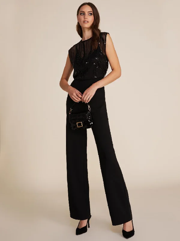 Illusion Sequin Top Straight Leg Jumpsuit Summer beach jumpsuit, Comfortable, Casual, Trendy Illusion Sequin Top Straight Leg Jumpsuit Summer beach jumpsuit, Comfortable, Casual, Trendy