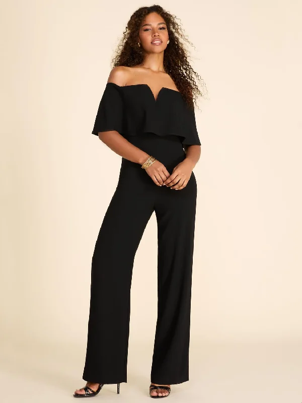 Off-The-Shoulder Wide Leg Jumpsuit Turtleneck jumpsuit, Cozy, Elegant, Trendy