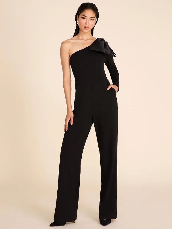 One-Shoulder Jumpsuit With Bow Modern jumpsuit, Sleek, Trendy, Professional