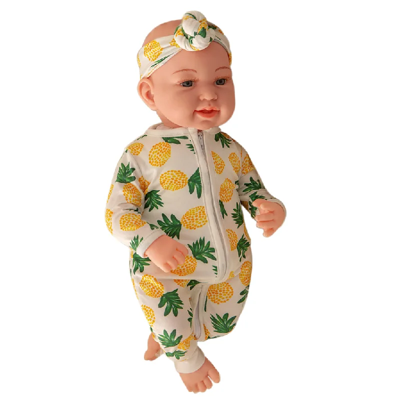 Maxbell 45cm Simulation Vinyl Reborn Awake Doll Model in Jumpsuit Set Kids Gift Toys Boho chic jumpsuit, Relaxed, Comfortable, Trendy