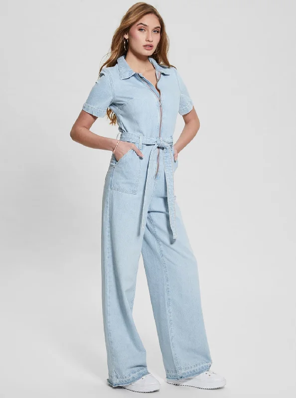 Light Wash Blue Denim Brenda Jumpsuit Luxe jumpsuit, Elegant, Chic, Fashion-forward