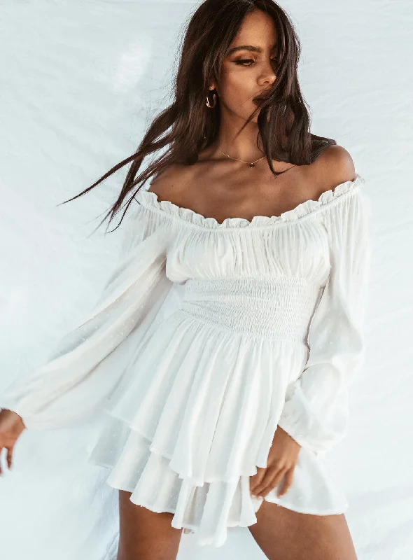 The Love Galore Long Sleeve Romper White Fitted wide leg jumpsuit, Elegant, Feminine, Fashionable The Love Galore Long Sleeve Romper White Fitted wide leg jumpsuit, Elegant, Feminine, Fashionable