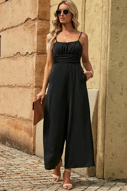 Spaghetti Strap Tied Seam Detail Jumpsuit Print jumpsuit, Bold design, Fun, Casual wear Spaghetti Strap Tied Seam Detail Jumpsuit Print jumpsuit, Bold design, Fun, Casual wear