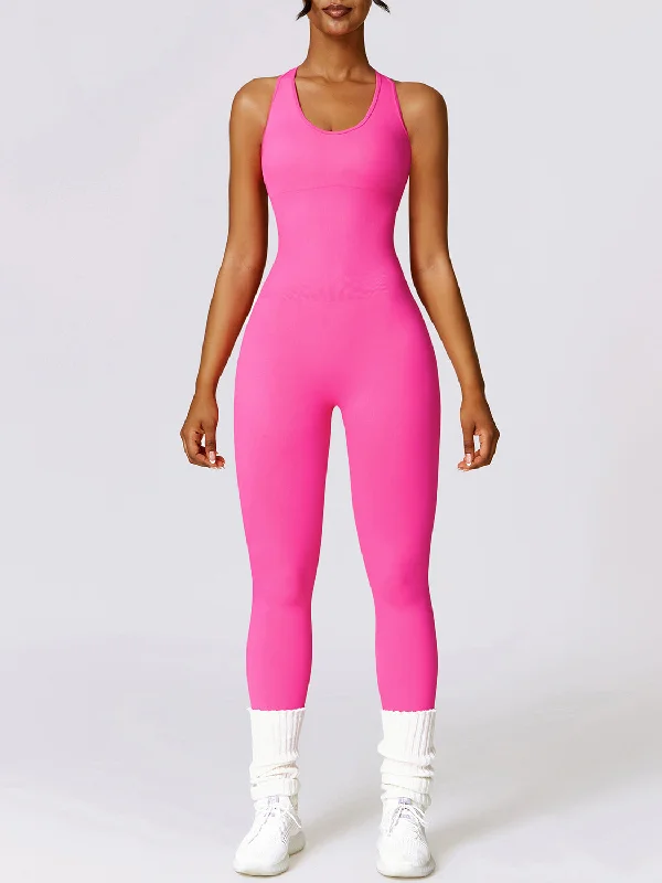 Cutout Racerback Active Jumpsuit Pleated back jumpsuit, Elegant, Chic, Feminine