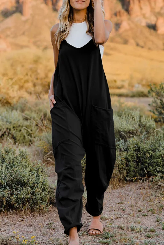 V-Neck Sleeveless Jumpsuit with Pocket Off-the-shoulder jumpsuit, Sexy, Chic, Fashionable V-Neck Sleeveless Jumpsuit with Pocket Off-the-shoulder jumpsuit, Sexy, Chic, Fashionable