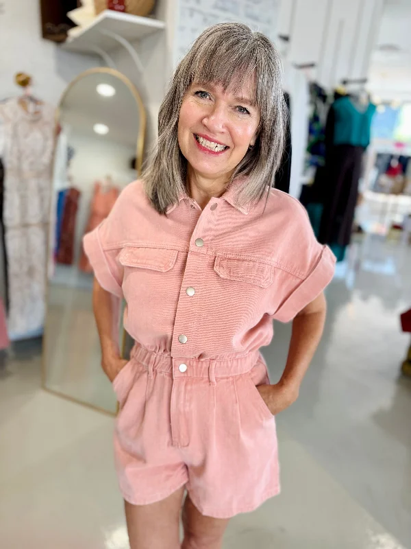 Walking on Sunshine Denim Romper Tailored jumpsuit, Sleek design, Professional, Elegant Walking on Sunshine Denim Romper Tailored jumpsuit, Sleek design, Professional, Elegant