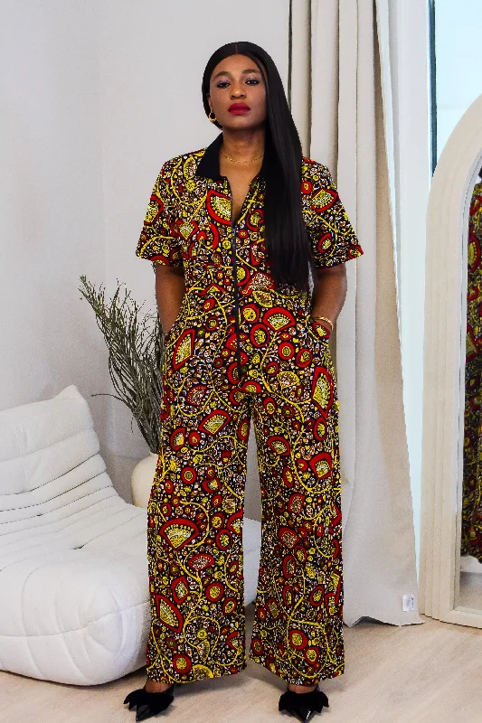 NEW IN AFRICAN PRINT SHORT SLEEVE JUMPSUIT - LYDIA High waist jumpsuit, Sleek, Chic, Comfortable NEW IN AFRICAN PRINT SHORT SLEEVE JUMPSUIT - LYDIA High waist jumpsuit, Sleek, Chic, Comfortable