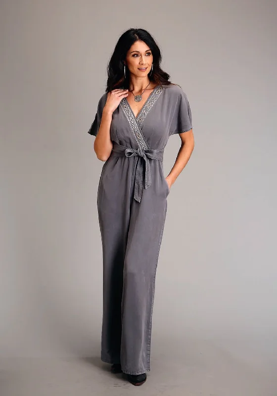 Stetson Womens Dolman Jumpsuit Grey Lyocell S/S Romper Back tie jumpsuit, Feminine, Trendy, Chic Stetson Womens Dolman Jumpsuit Grey Lyocell S/S Romper Back tie jumpsuit, Feminine, Trendy, Chic