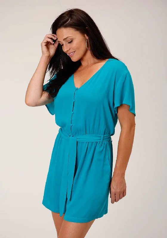 Stetson Womens Loose Sleeve Blue Rayon Blend Romper Lace jumpsuit, Elegant, Sheer fabric, Formal wear Stetson Womens Loose Sleeve Blue Rayon Blend Romper Lace jumpsuit, Elegant, Sheer fabric, Formal wear
