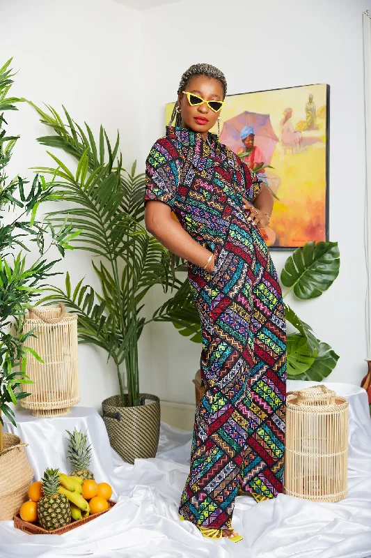 Short Sleeve Pink African Print Cargo Pant Suit/Jumpsuit - Ozozia Tailored jumpsuit, Professional, Sleek, Elegant Short Sleeve Pink African Print Cargo Pant Suit/Jumpsuit - Ozozia Tailored jumpsuit, Professional, Sleek, Elegant