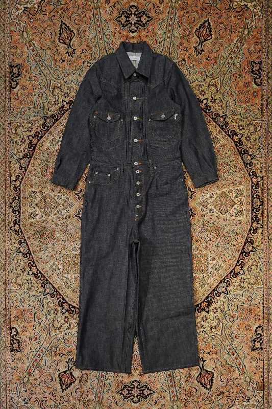 SUGARHILL CLASSIC DENIM JUMPSUIT(INDIGO) Button-down jumpsuit, Casual style, Comfortable, Trendy