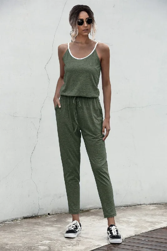 Contrast binding Cami Jumpsuit Solid color jumpsuit, Simple style, Sleek, Stylish