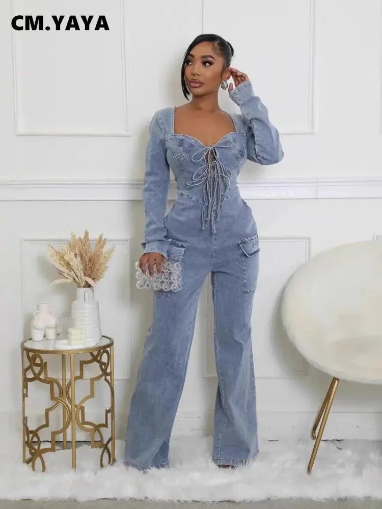 FZ Women's V-neck Cutout Back Washed One Piece Denim Jumpsuit Camouflage jumpsuit, Casual look, Trendy, Street style FZ Women's V-neck Cutout Back Washed One Piece Denim Jumpsuit Camouflage jumpsuit, Casual look, Trendy, Street style