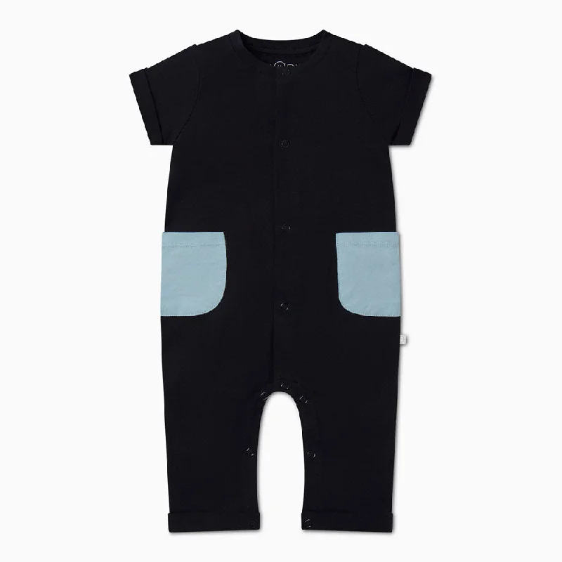 Colorblock Short Sleeve Jumpsuit - Navy & Blue Slim leg jumpsuit, Sleek, Elegant, Fashionable Colorblock Short Sleeve Jumpsuit - Navy & Blue Slim leg jumpsuit, Sleek, Elegant, Fashionable
