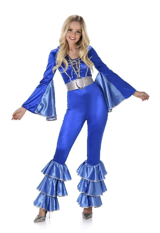 Disco Diva 70s Blue Stretch Jumpsuit Formal jumpsuit, Elegant, Trendy, Chic