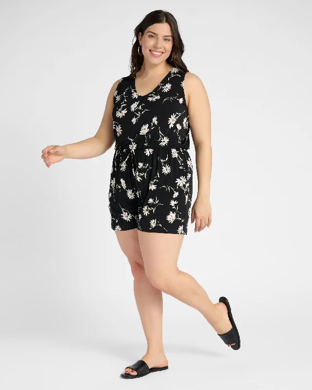 Plus Size Floral V-Neck Romper Plus size jumpsuit, Curvy fit, Elegant, Comfortable