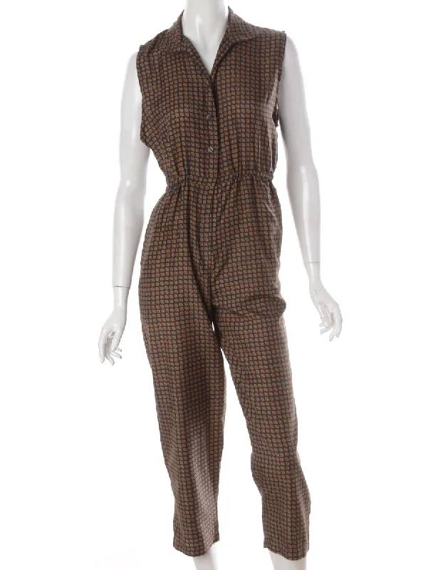 Label Brown Sleeveless Jumpsuit Back tie jumpsuit, Feminine, Trendy, Stylish