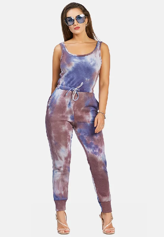 Tie Dye Casual Loungewear Jumpsuit Tie waist jumpsuit, Slim fit, Trendy, Comfortable Tie Dye Casual Loungewear Jumpsuit Tie waist jumpsuit, Slim fit, Trendy, Comfortable
