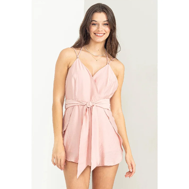 Tie-front Halter Romper Off-shoulder jumpsuit, Sexy, Elegant, Party wear