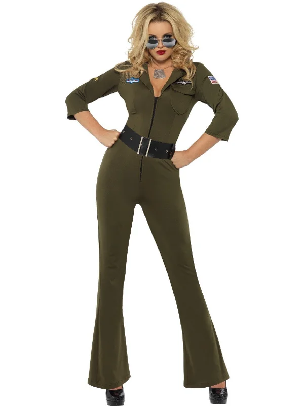 Top Gun Womens 80s Maverick Jumpsuit Costume Black satin jumpsuit, Nightwear, Glamorous, Elegant Top Gun Womens 80s Maverick Jumpsuit Costume Black satin jumpsuit, Nightwear, Glamorous, Elegant